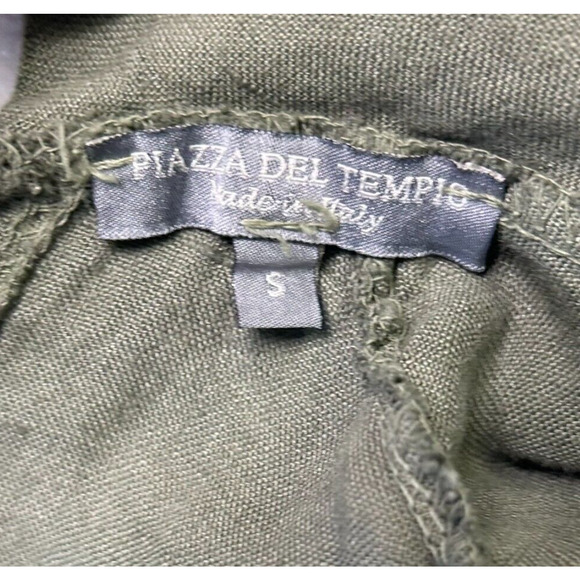 PIAZZA DEL TEMPIO Linen Button Back Shift Dress Lagenlook Pockets Green Sz S - Picture 8 of 8